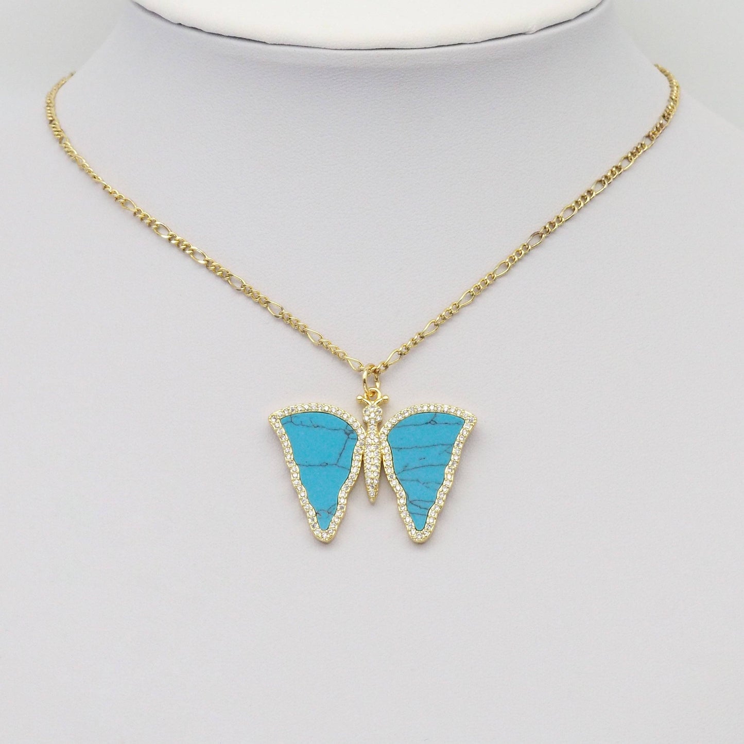 CZ Gemstone Mother of Pearl Butterfly  Pendant, Sku#LX302