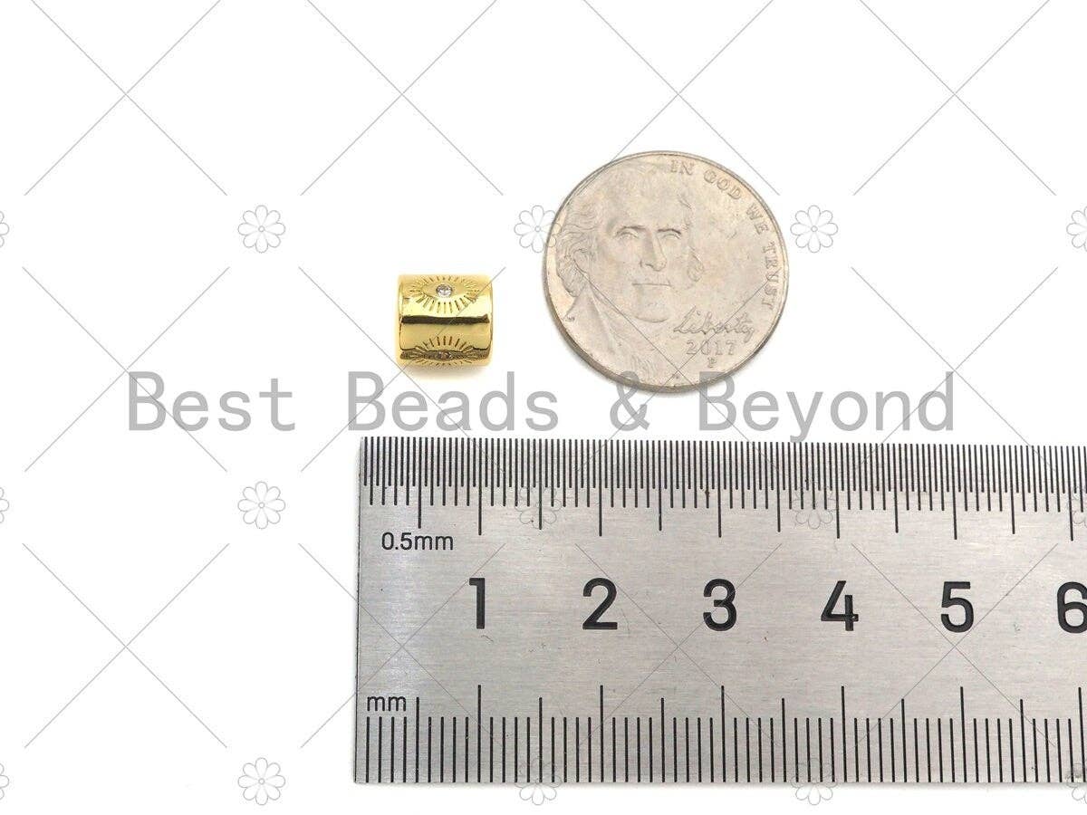 CZ Micro Pave Evil Eye On Large Hole Tube spacer Beads,Sku#C121