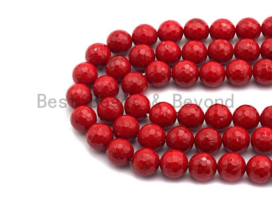 Quality Red Mother of Pearl beads, faceted Red Mop beads, SKU#T115