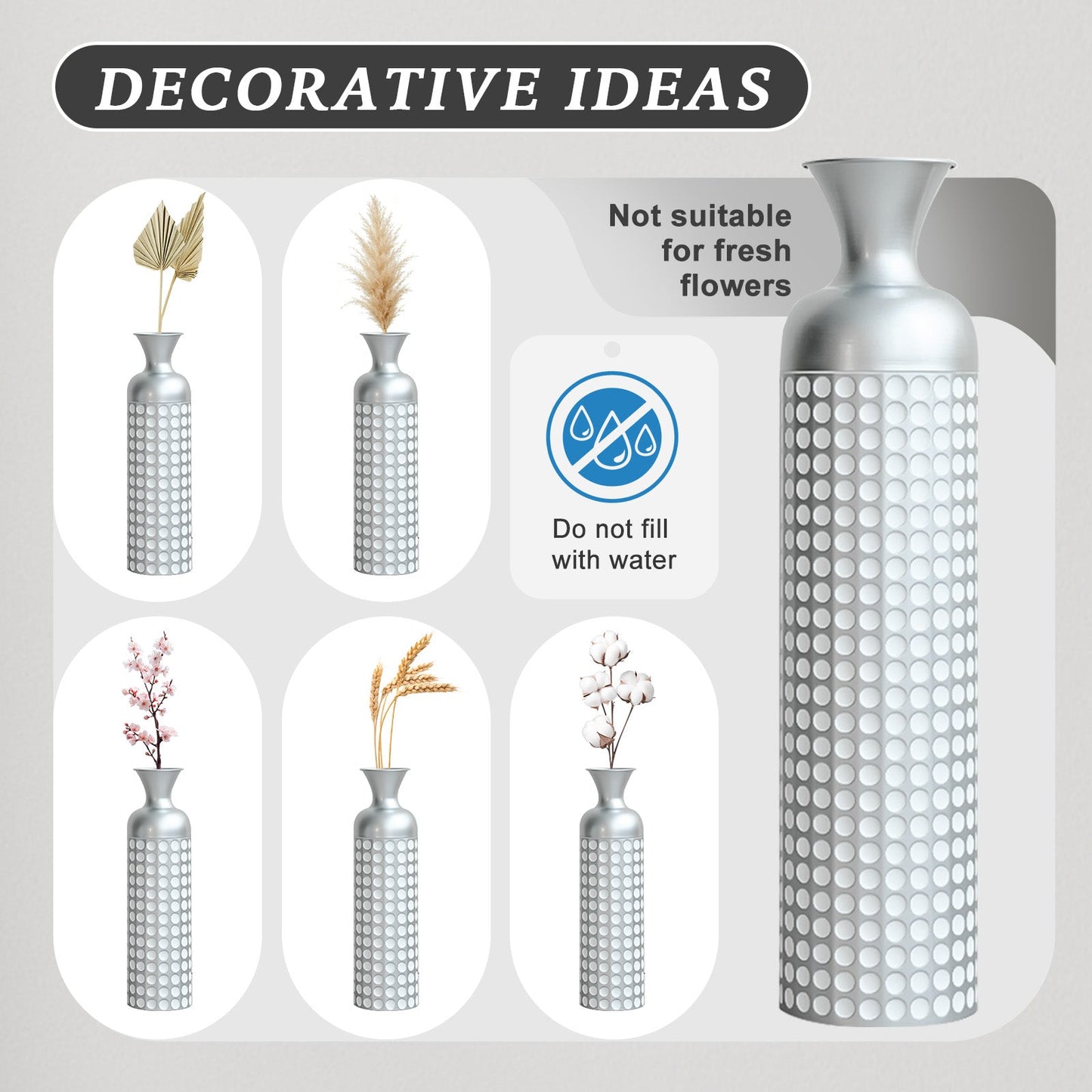 3 Pack Gold Metal Vases