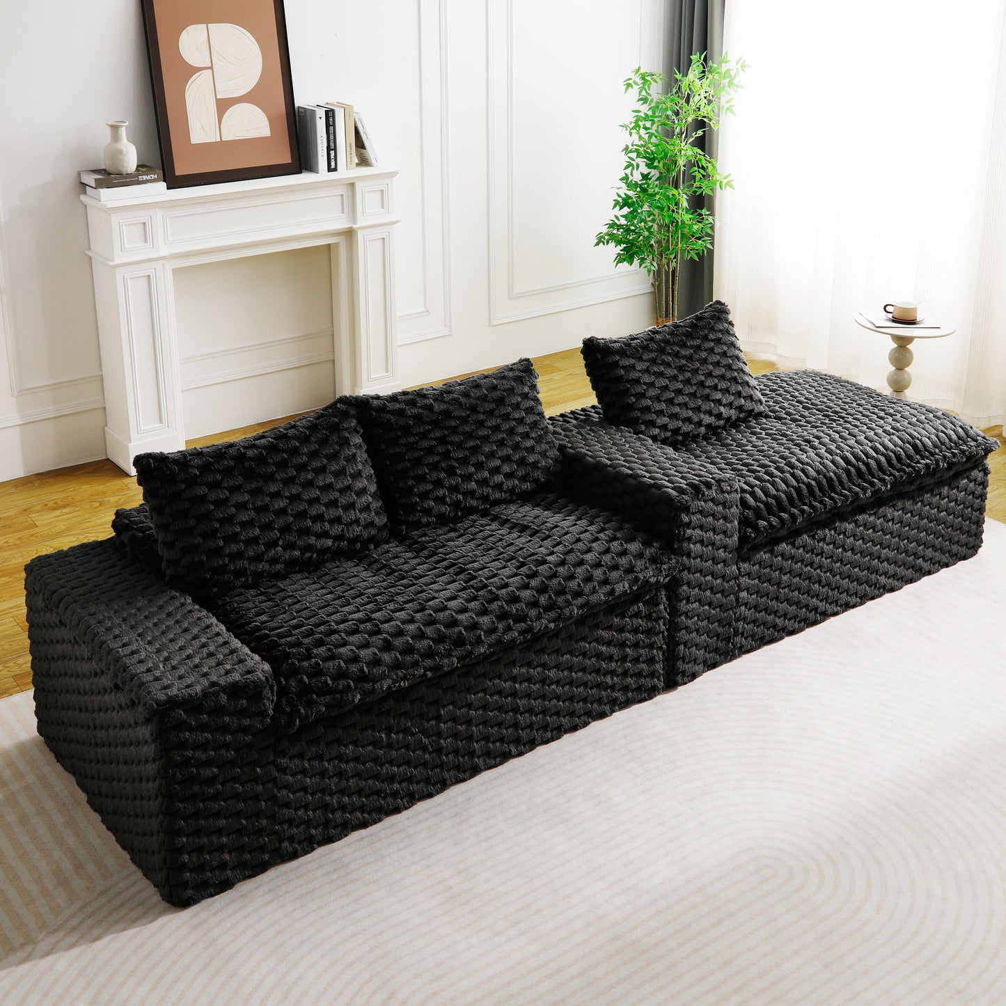 Black Turtle Velvet Versatile Convertible Sofa