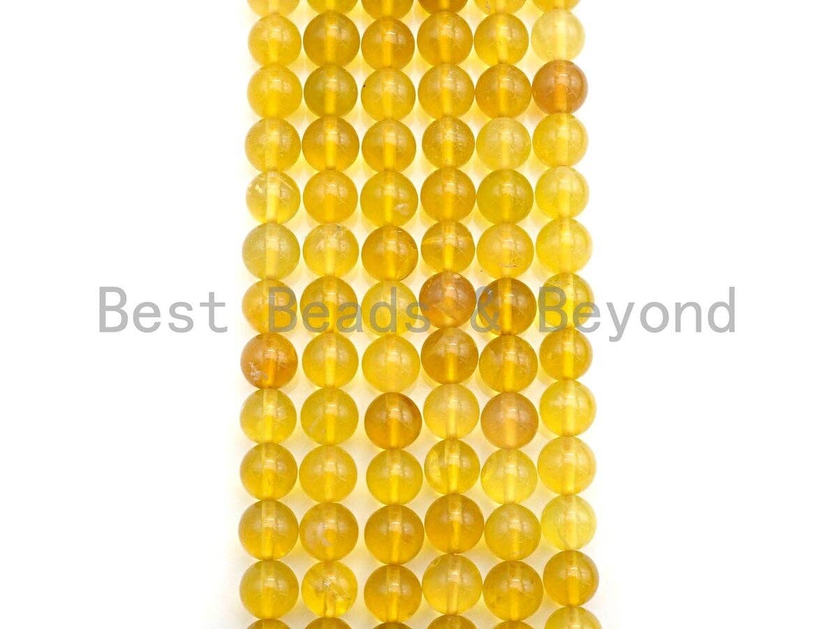 High Quality Natural Yellow Opal Beads, 6mm/8mm/10mm Round Smooth Yellow Gemstone Beads, 15.5" Full Strand, Sku#U807