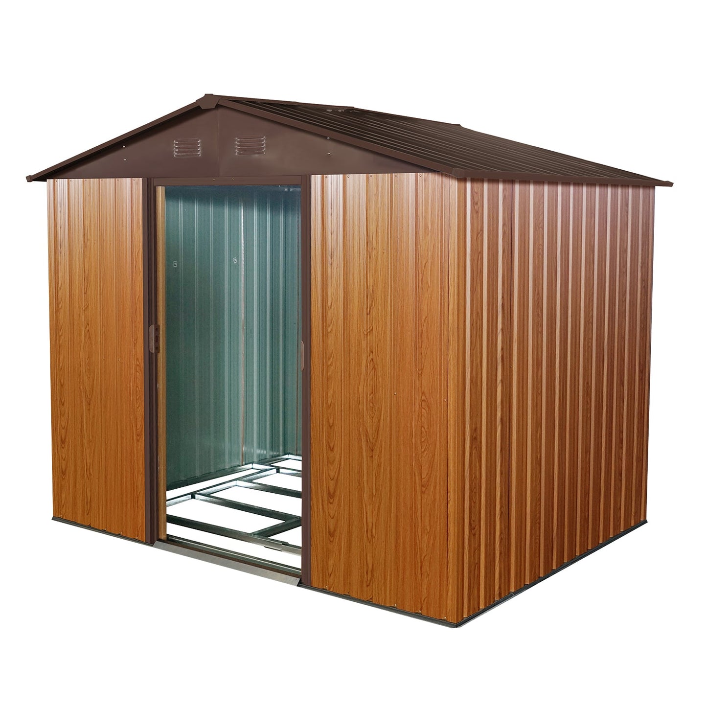 8ft x 6ft Outdoor Metal Storage Shed with Metal Foundation