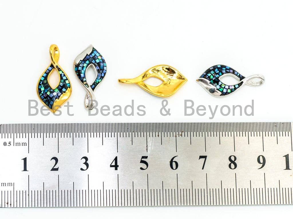CZ  Micro Pave Abalone Teardrop Pendant, Abalone Cubic Zirconia Charm/Pendant Gold Silver plated, Jewelry Findings,12x24mm, sku#Z42