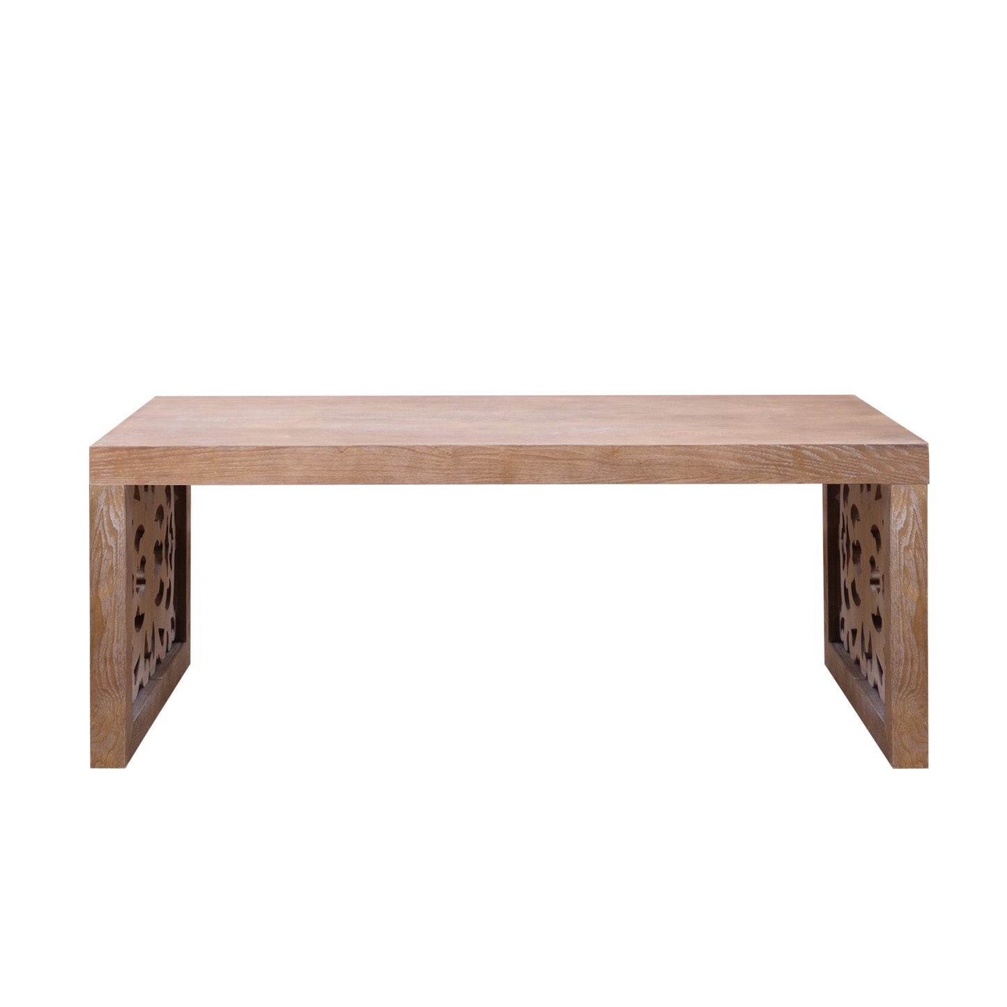 47.2" Rustic Carved Wood Coffee Table