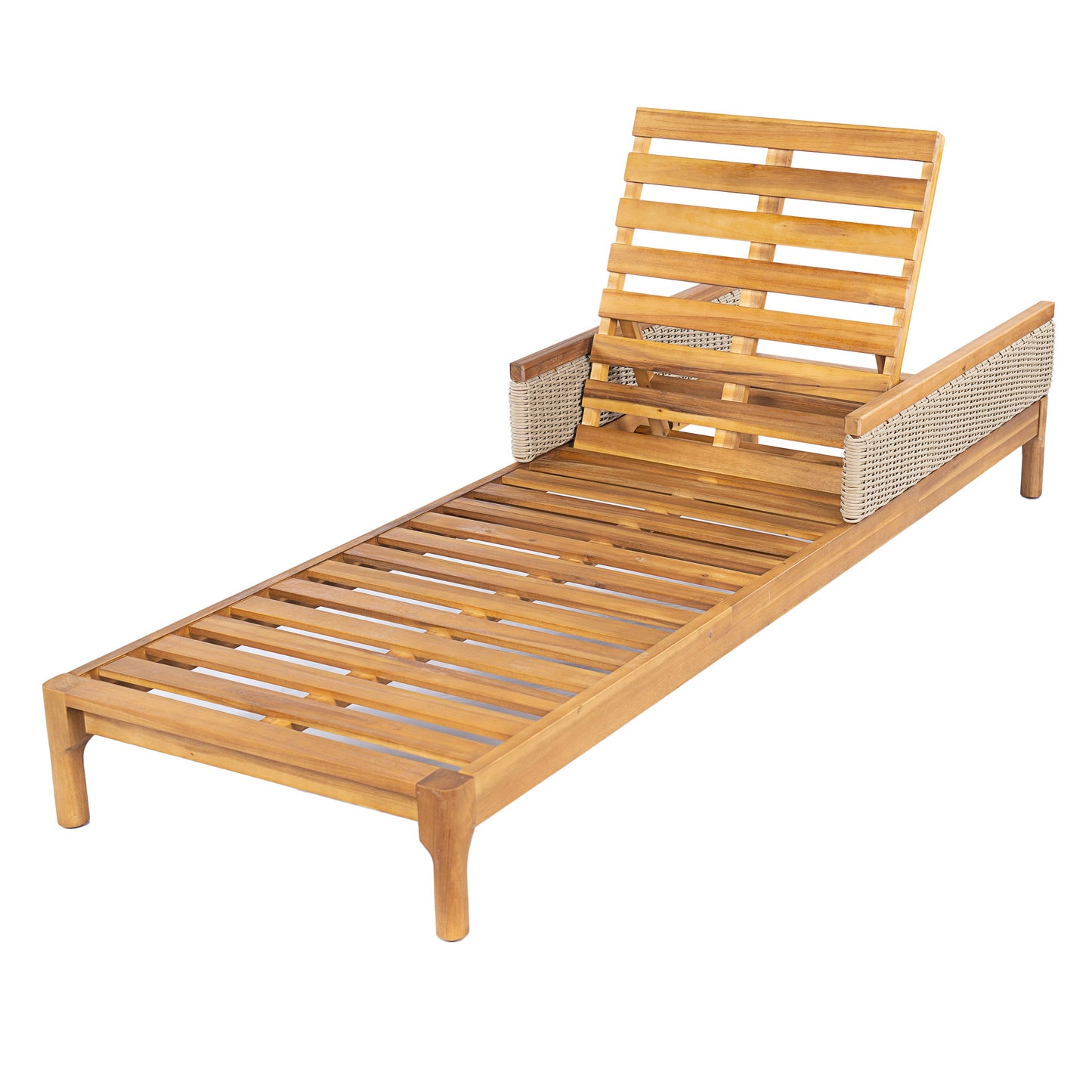 Solid Acacia Wood Sun Chaise Lounger