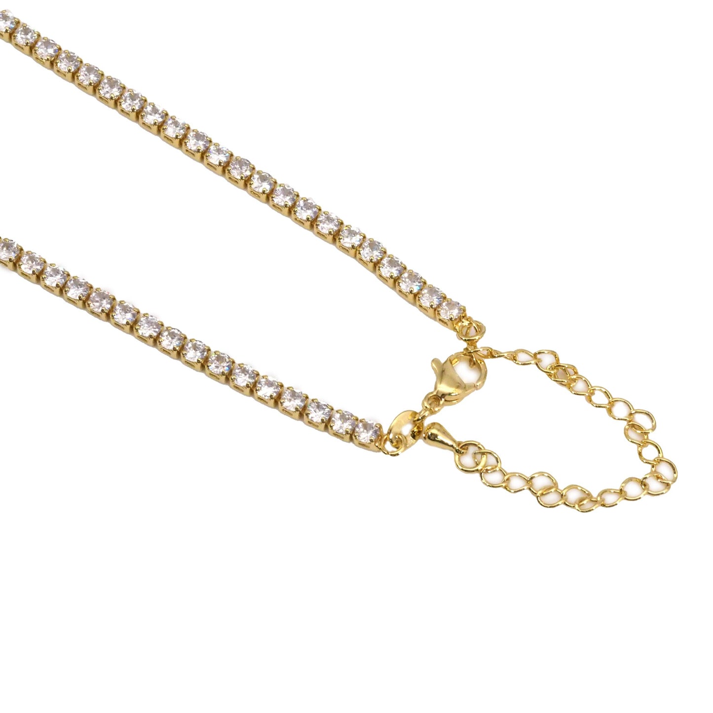 Clear CZ Star Gold Tennis Necklace,sku#LD377