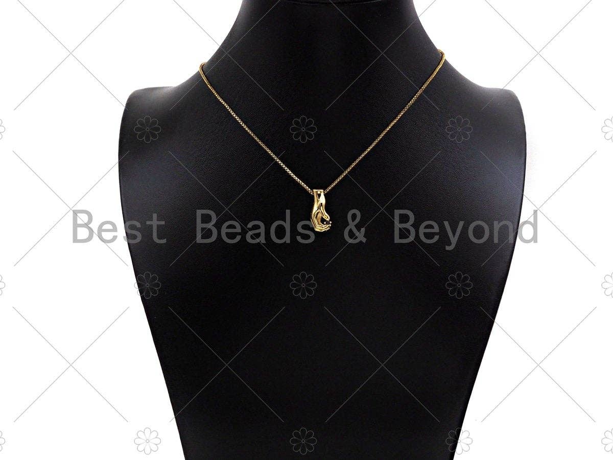 CZ Micro Pave Hand With Black Diamond Shape Pendant/Charm,Cubic Zirconia Hand Charm, Necklace Bracelet Charm Pendant,8x18mm, Sku#Z1272