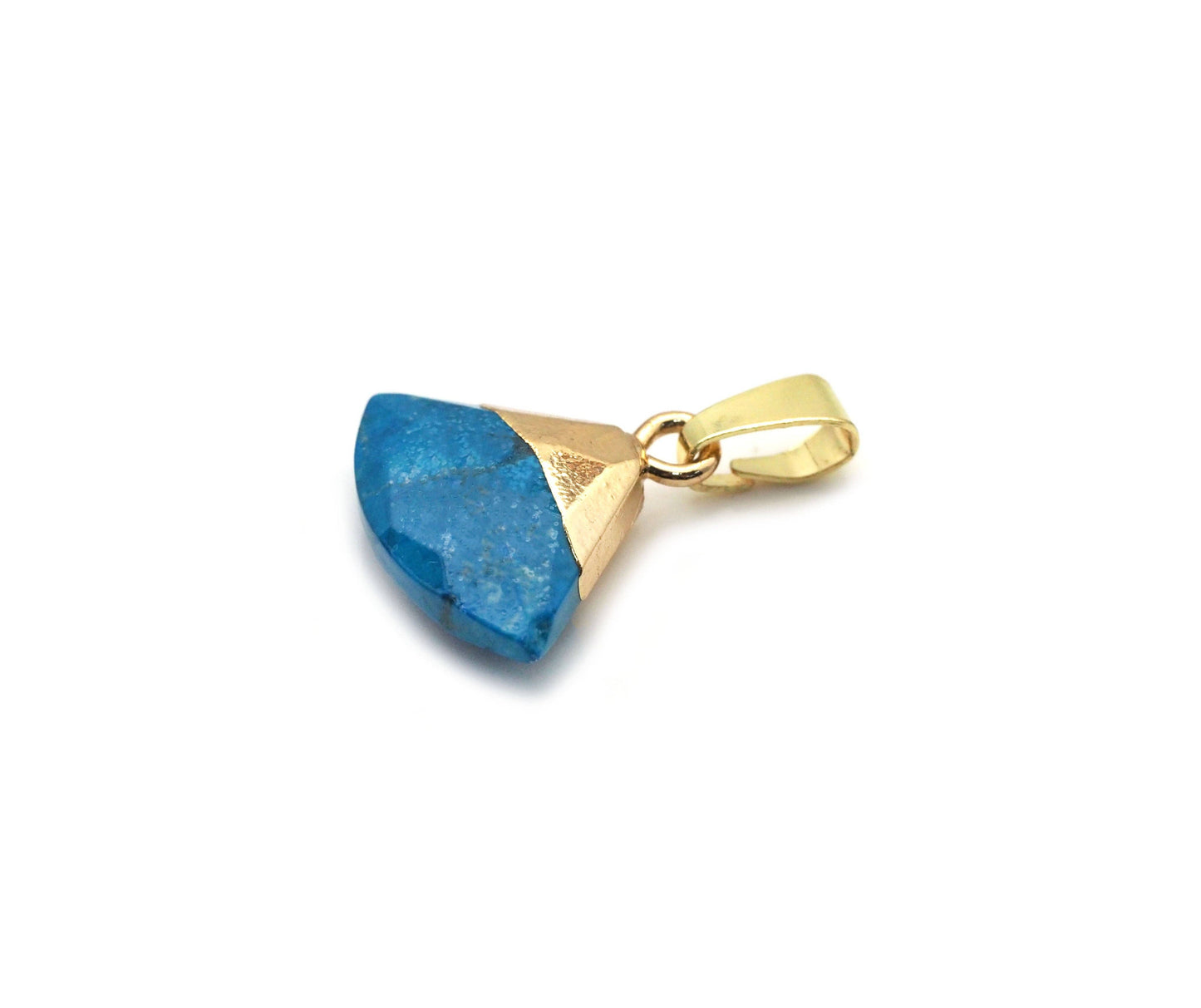 Natural Moonstone Turquoise Gemstone Fan shape Charm, Sku#LY28