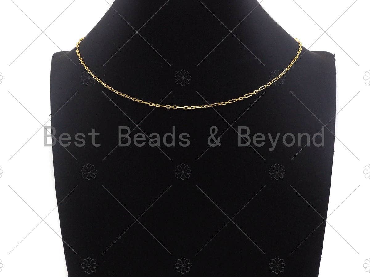 18/32/7 Finished Dainty Gold Paper Clip Necklace and Brac