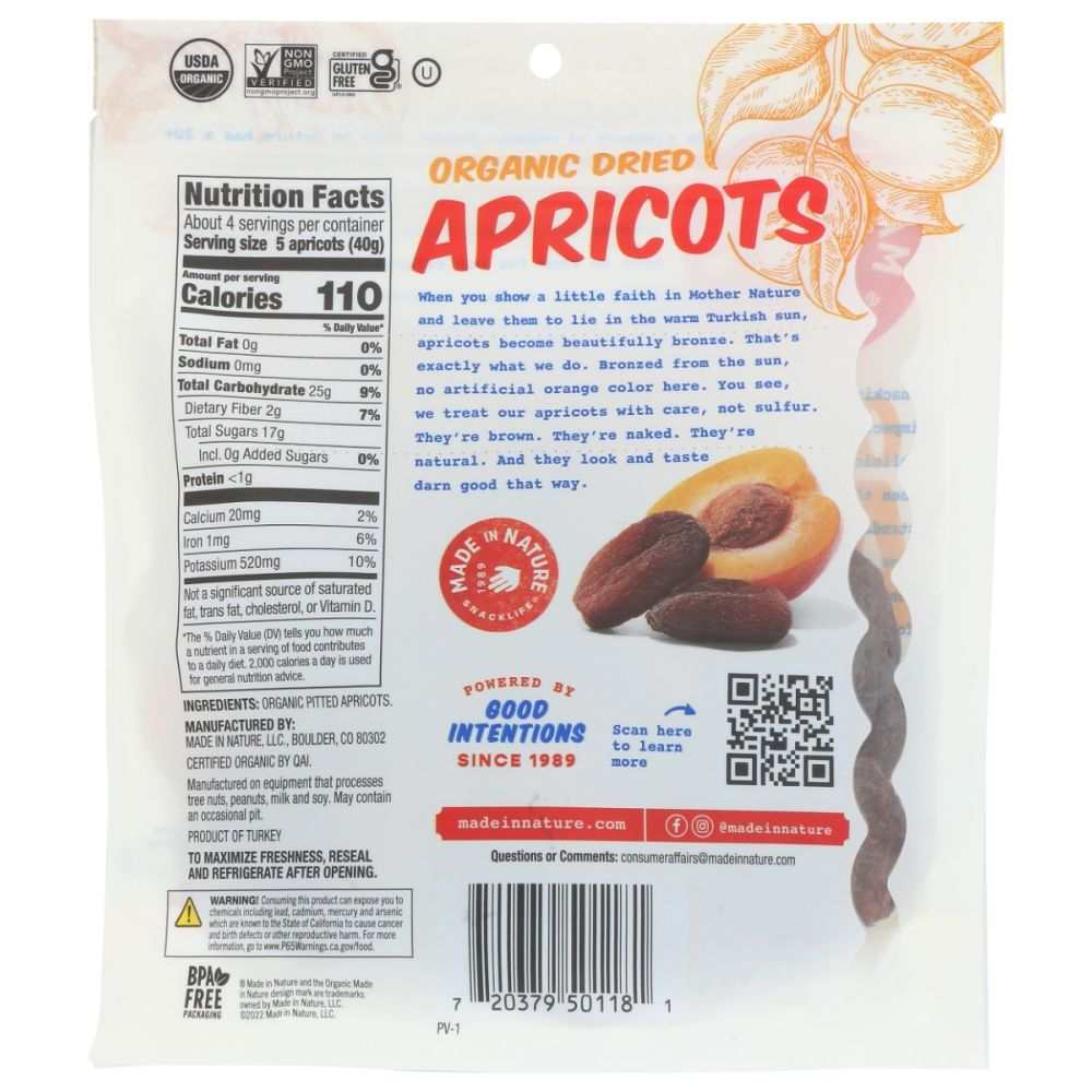 MADE IN NATURE: Dried Apricots, 6 oz