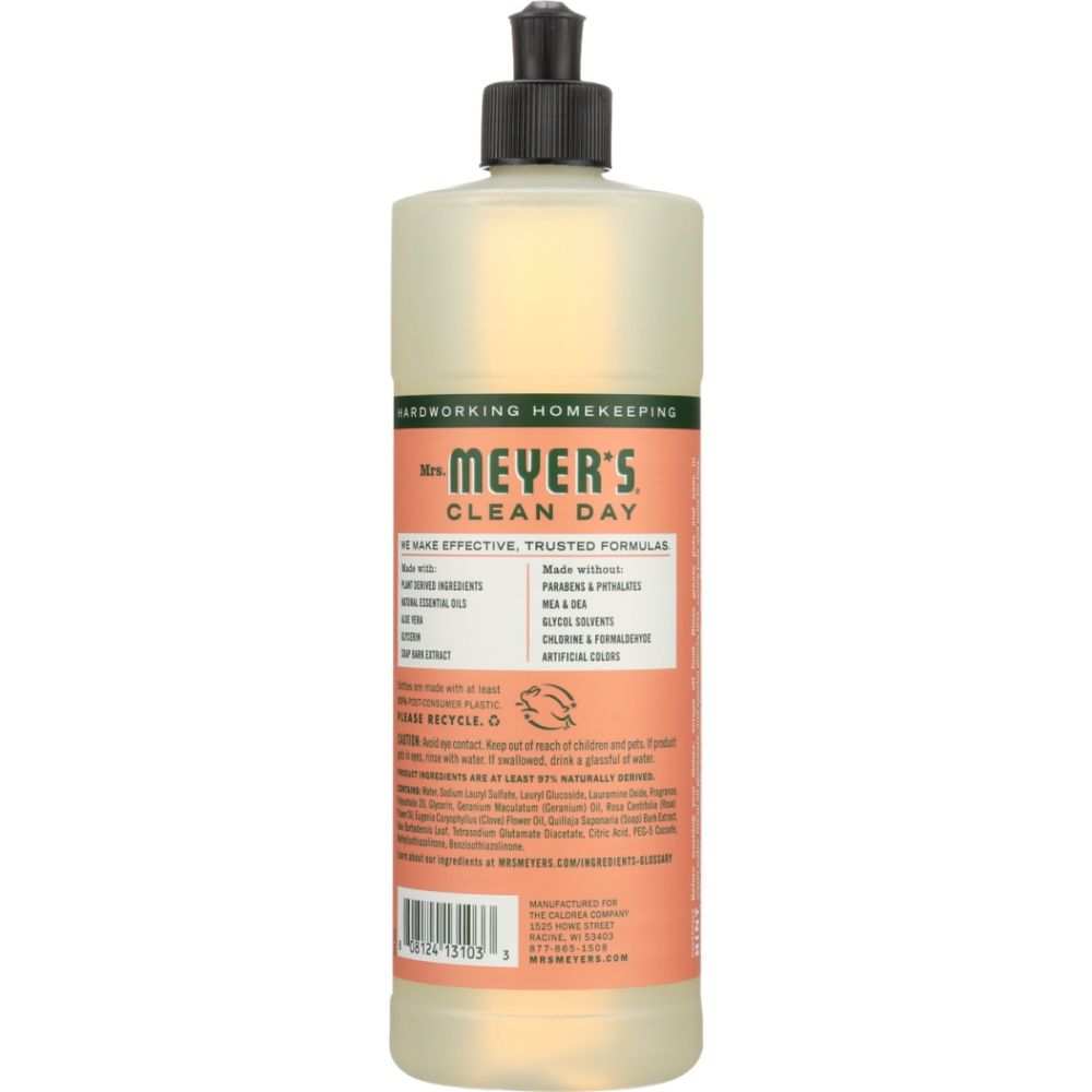Mrs. Meyer’s Clean Day: Geranium Dish Soap, 16 oz - Grease & Freshness