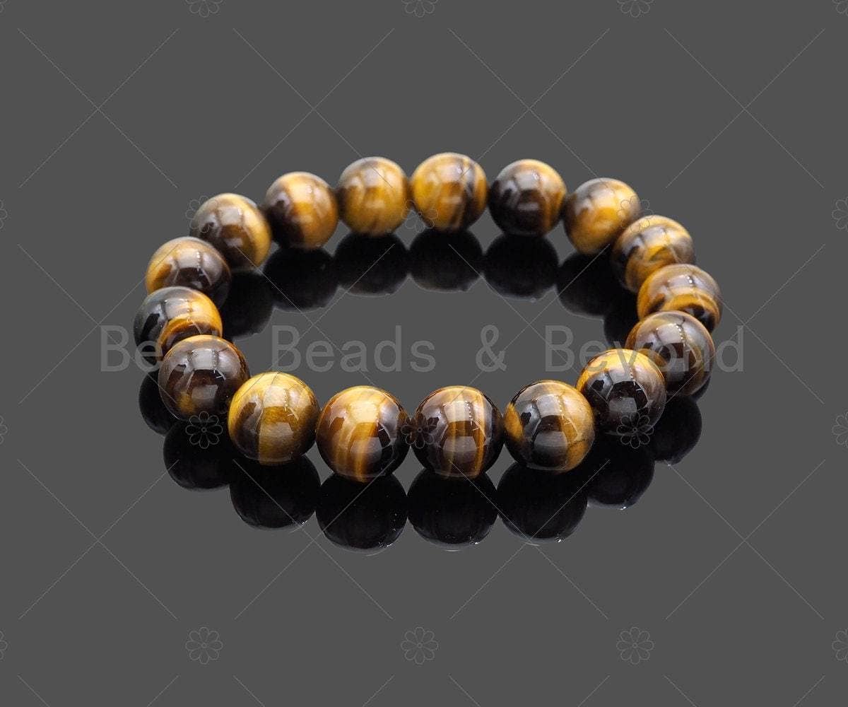 Yellow Tiger Eye Stretchy Bracelet, Sku#U1087
