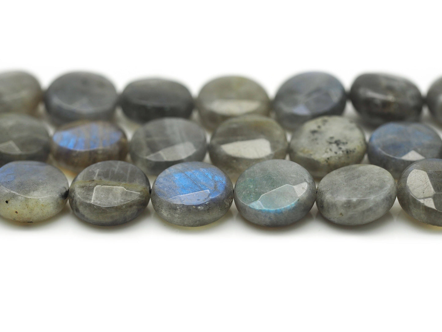 Natural Quality Faceted Coin Labradorite Beads, Sku#HY7