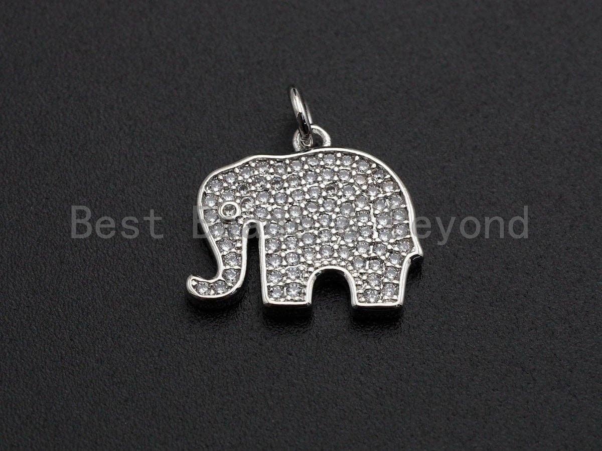 CZ Micro Pave Elephant Shaped Pendant/Charm, Cubic Zirconia Pendant Charm,17x15mm,sku#Z533