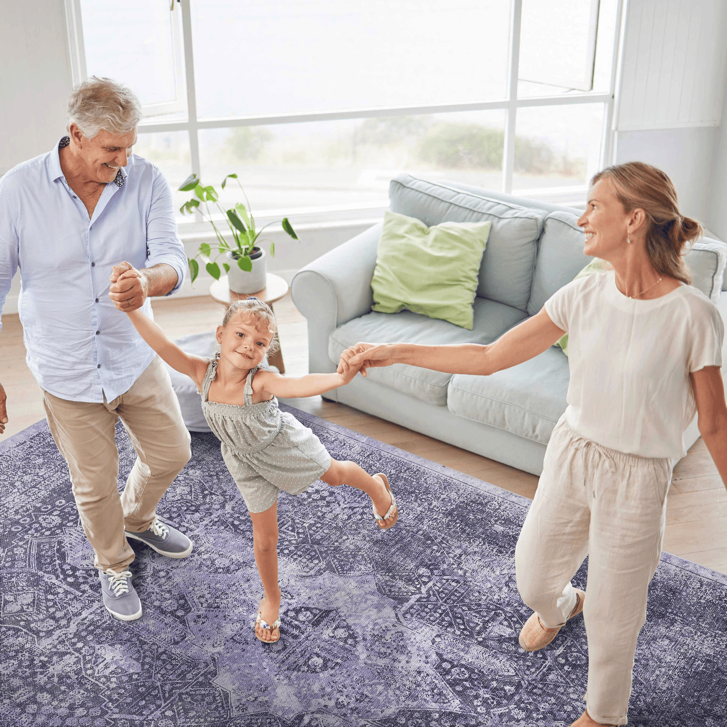MAVAL Anthracite Washable Rug 8x10 Area Rug