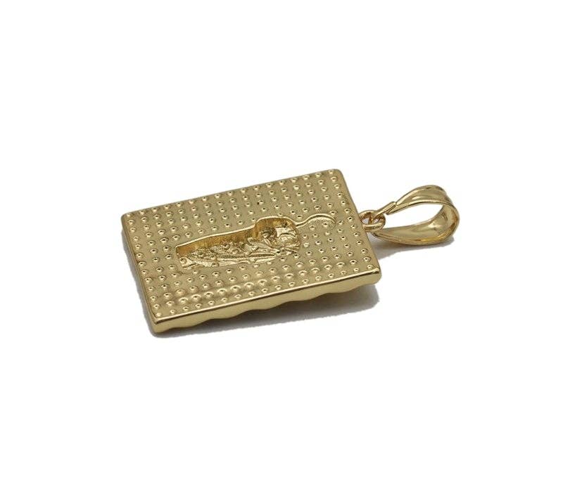 Gold CZ Pharaoh Rectangle Dog Tag Charm, Sku#LK710