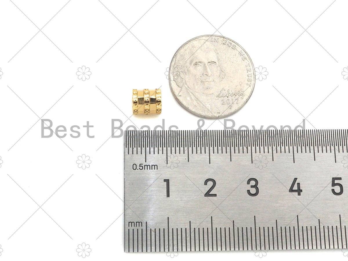 14K Gold High Polished Drum Tube Spacer Beads, Cylinder Beads, Men's Jewelry Findings, Bracelet Necklace Spacer Beads,6x7mm, Sku#ZX08