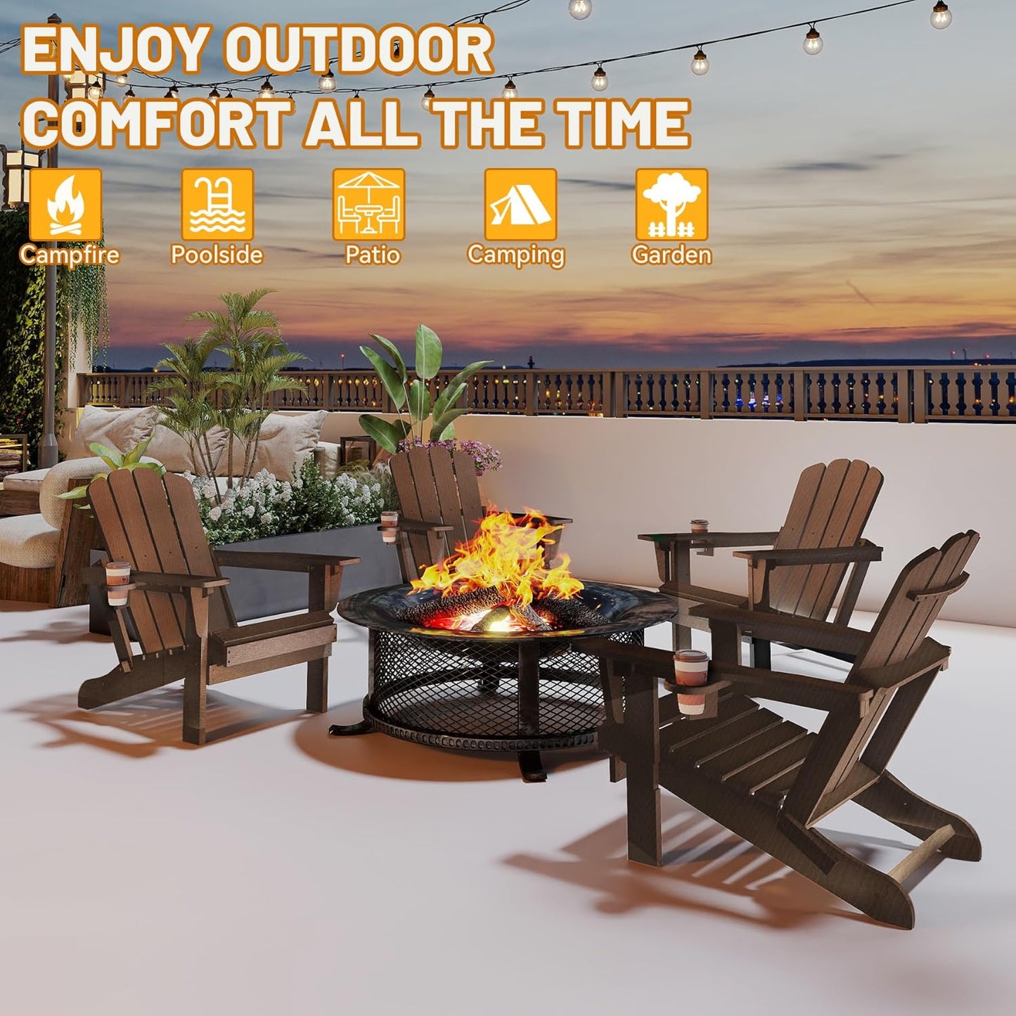Adirondack Chairs Set of 2 - Brown