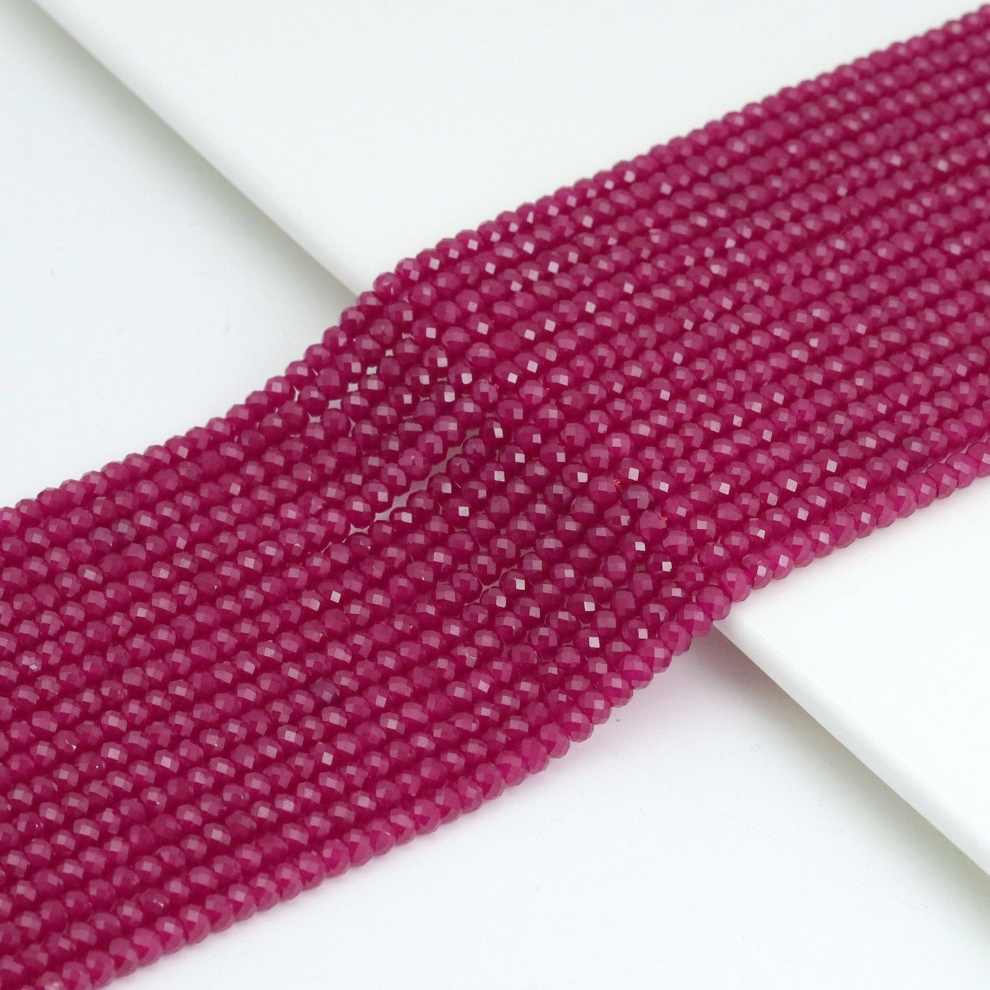 Red Corundum Faceted Rondelle Beads, Sku#U2128