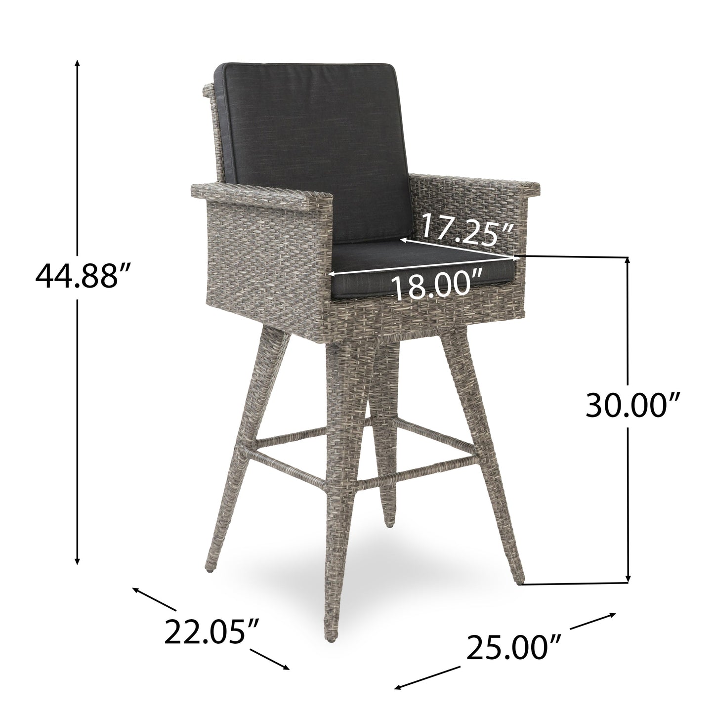 30" Outdoor Wicker Swivel Barstool with Water Resistant Cushion