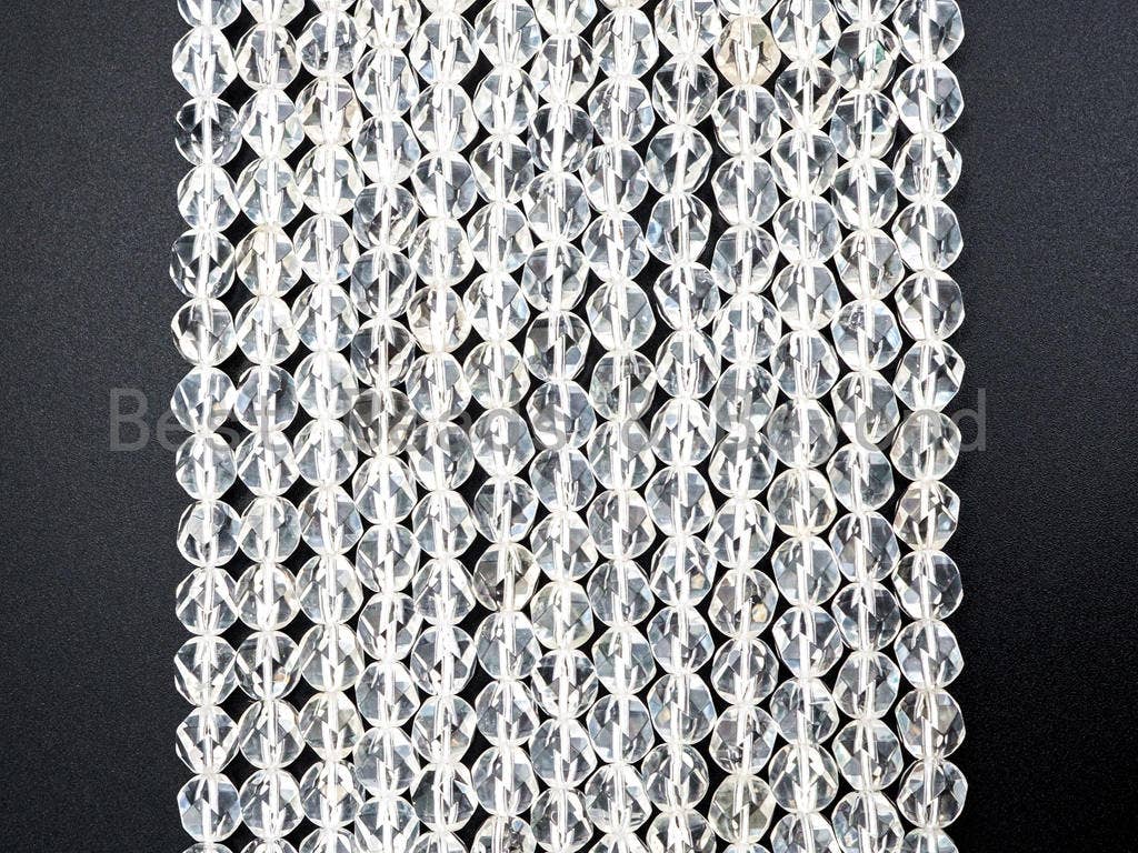 Natural Clear 16 Faceted Diamond Cut Quartz beads, 6mm/8mm/10mm/12mm, Round Faceted Clear Quartz Gemstone Beads, 15inch strand, SKU#U38