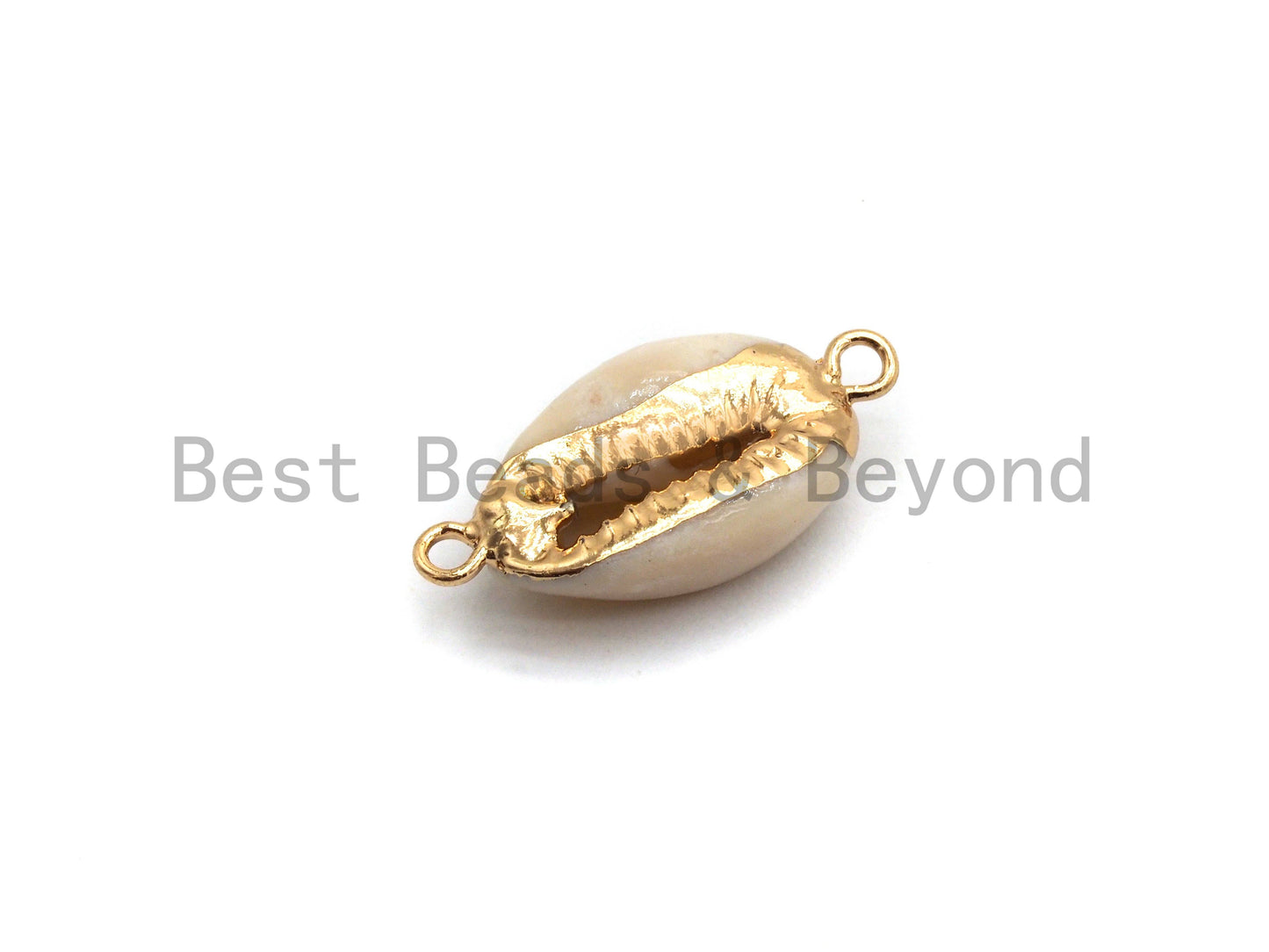 Gold Plated Cowrie Shell Connector, Double Bails Cowrie, Cowrie Charms, Gold Cowrie, Cowrie Necklace, Boho Charm, 12x24mm, Sku#V38