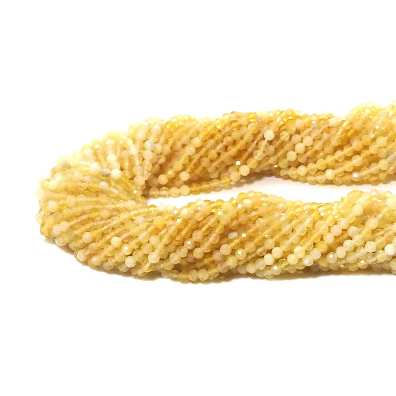 Genuine Yellow Opal Round Faceted Beads, 3mm, Sku#U1504
