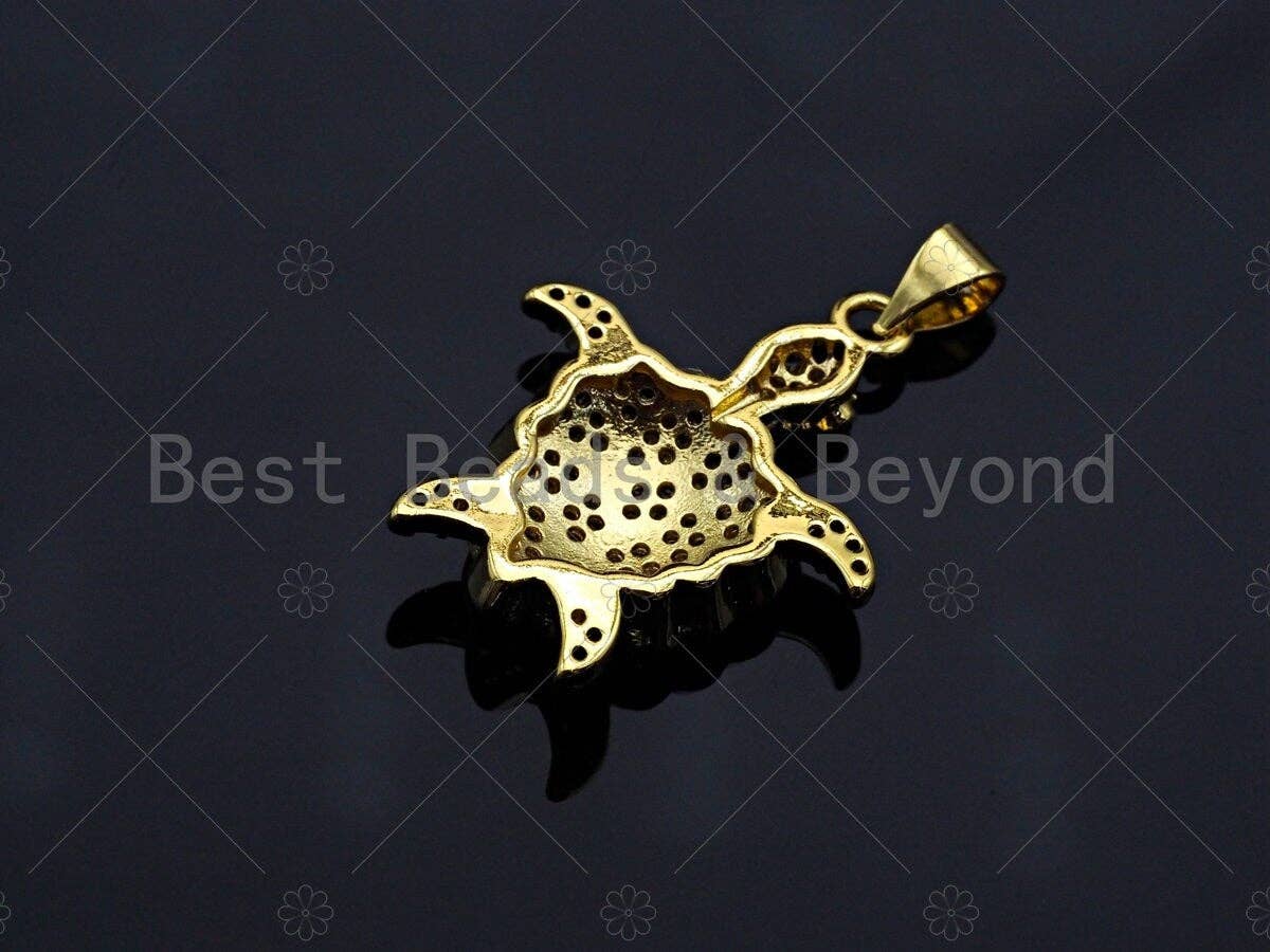 18K Gold Turtle Pendant,Tortoise Charm, Animal Pave Pendant, Gold Turtle Charm, 21x26mm, Sku#LK51