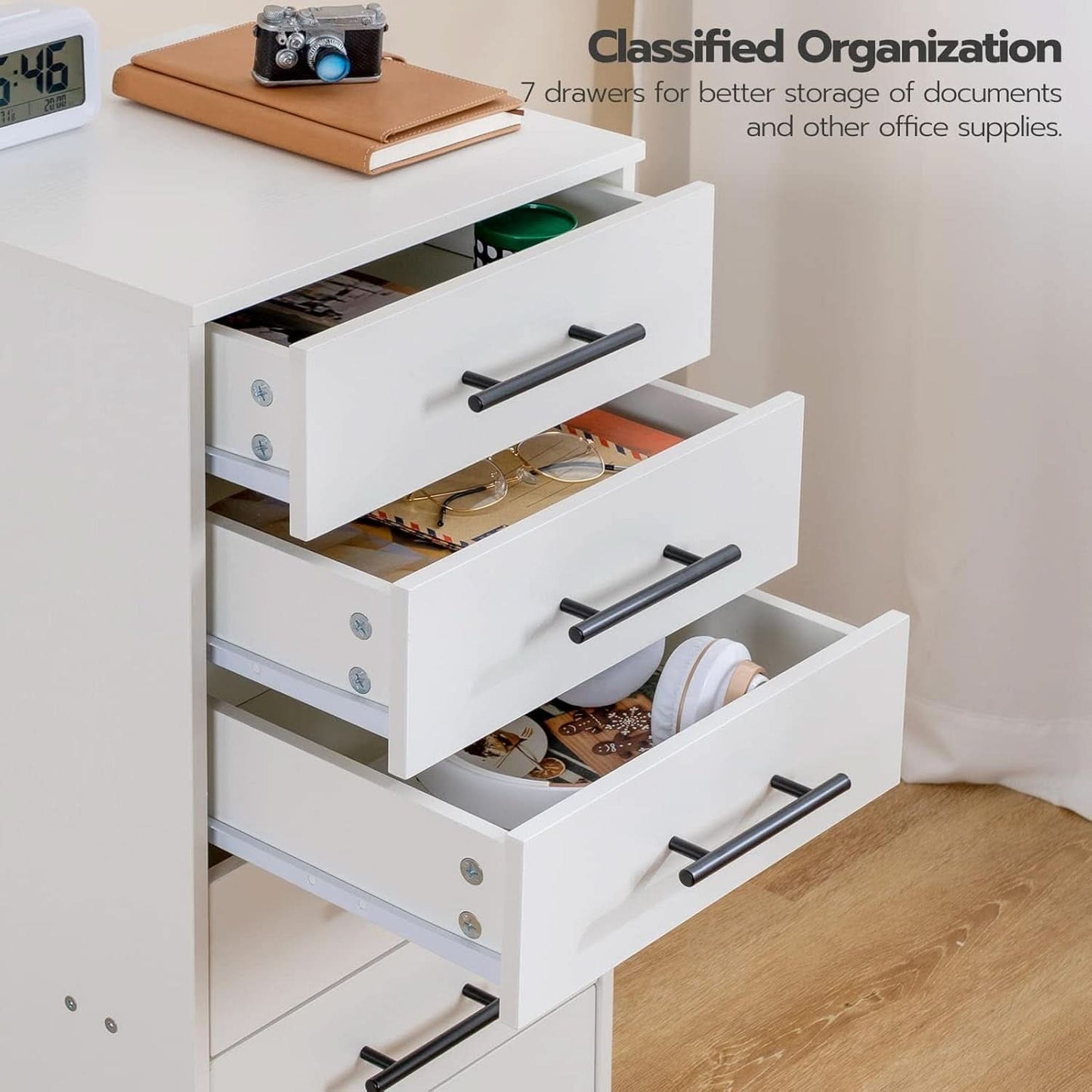 White 7 Drawer File Cabinet Storage For Home Office