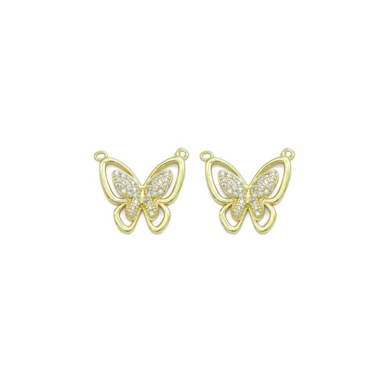 CZ Butterfly Connector Charm, Sku#LK920
