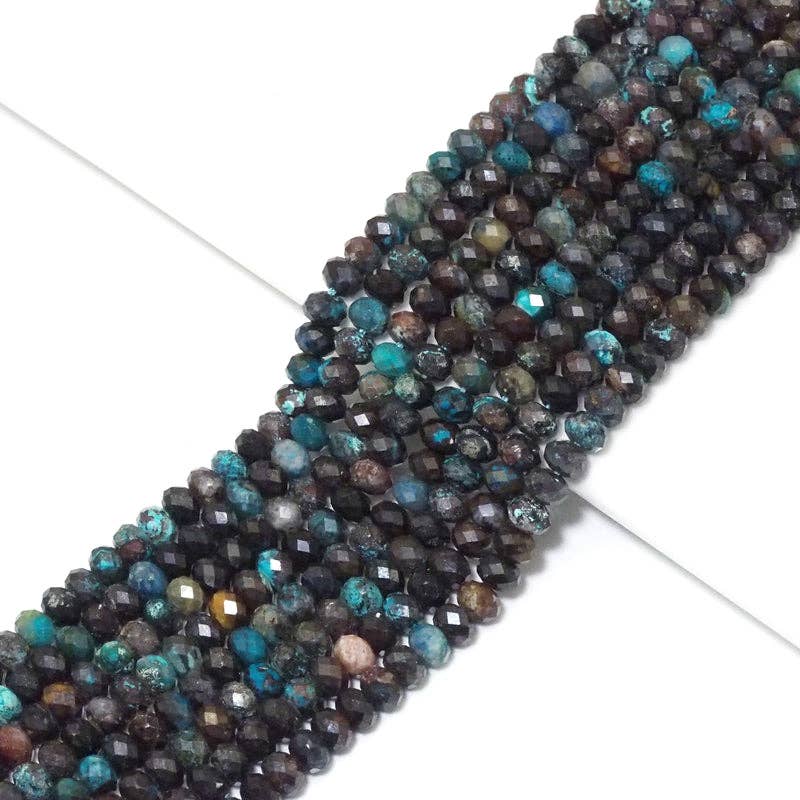 Genuine Blue Brown Turquoise Rondelle Faceted Beads, 4x6mm, Sku#U1513