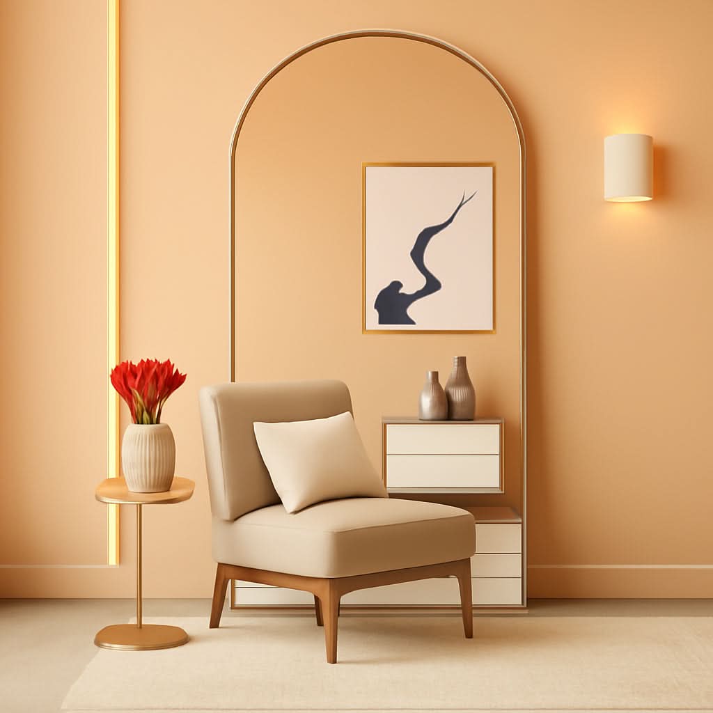 Arched Full Length Mirror 71x32 Inches Gold Aluminum Floor