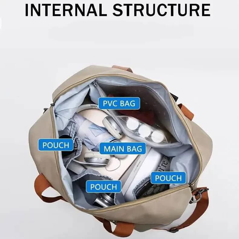 Sac de voyage pliable en nylon – Grande capacité, compartiment à chaussures – Hommes et femmes