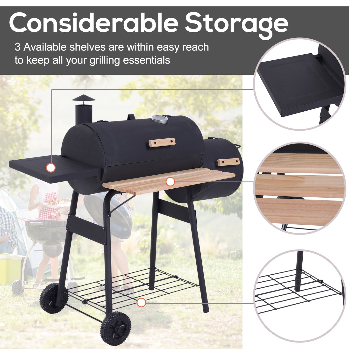 Outsunny 48" Steel Portable Backyard Grill