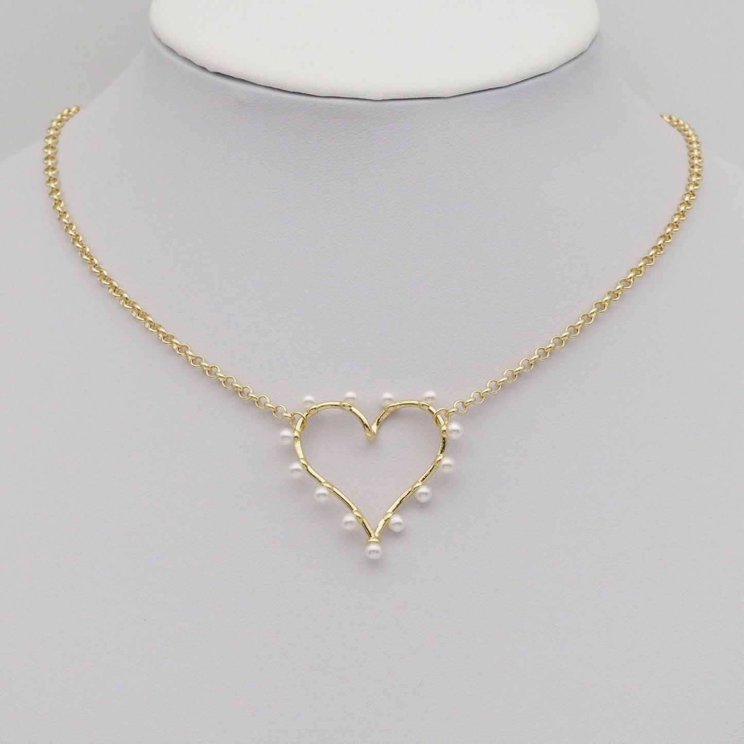Pearl Heart Connector Pendant Charm, Sku#LK884