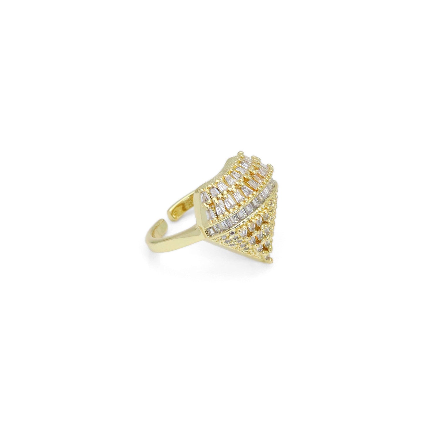 Clear/Colorful CZ Baguette Diamond Shape Statement Adjustable Ring, Sku#LX544