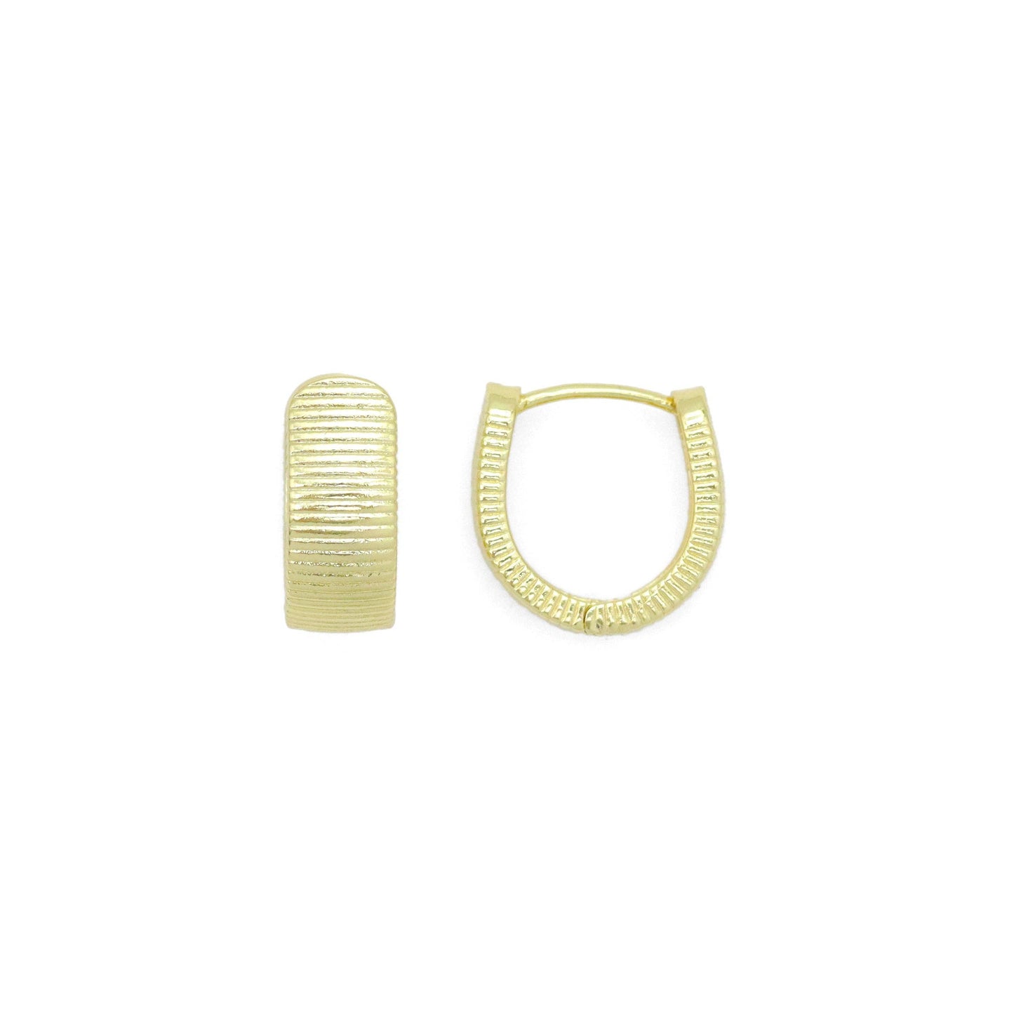 Gold Hammered Hoop Earrings, Sku#LK1026