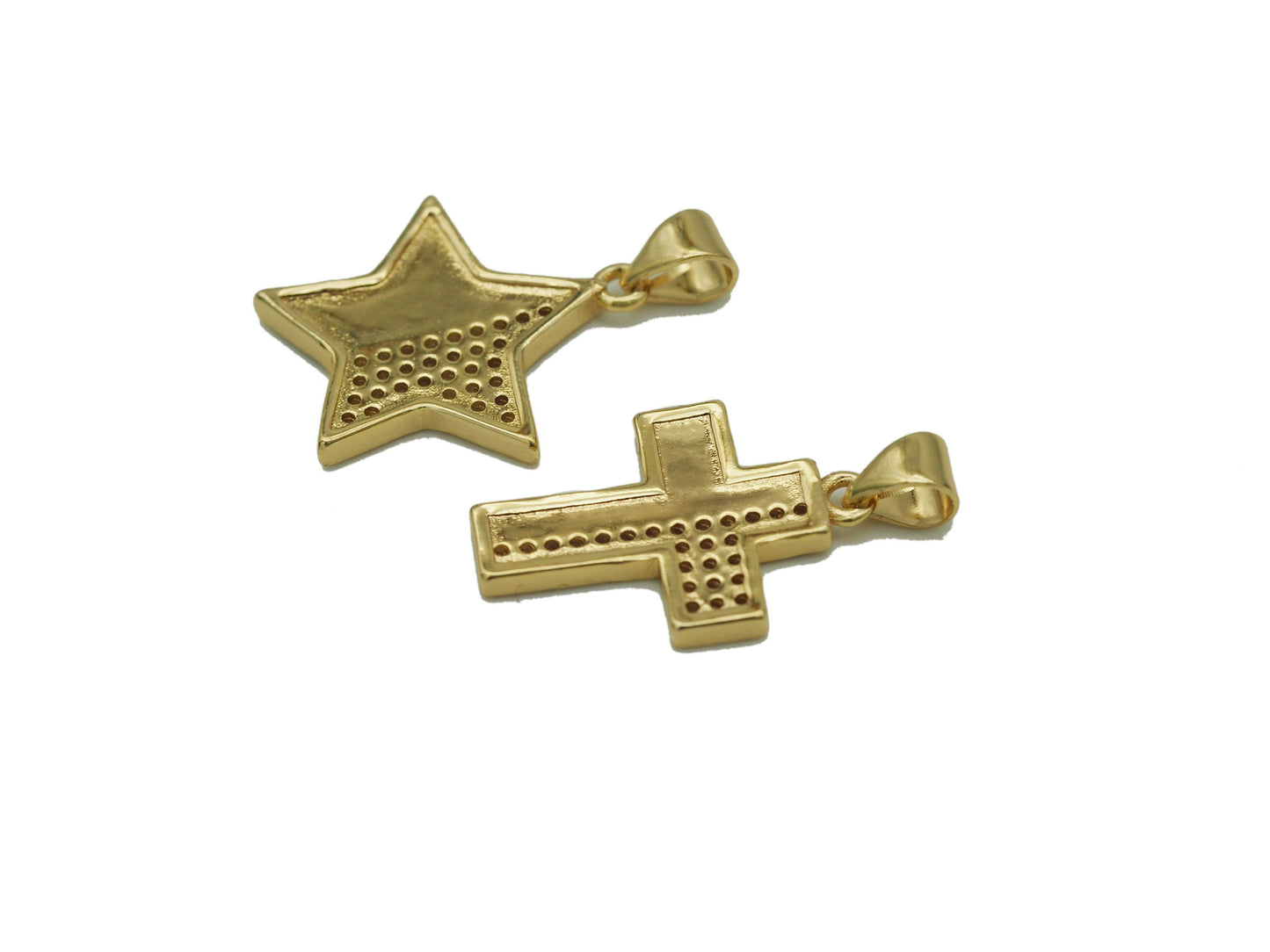 CZ Turquoise Star Moon Heart Cross Charm, Sku#L666