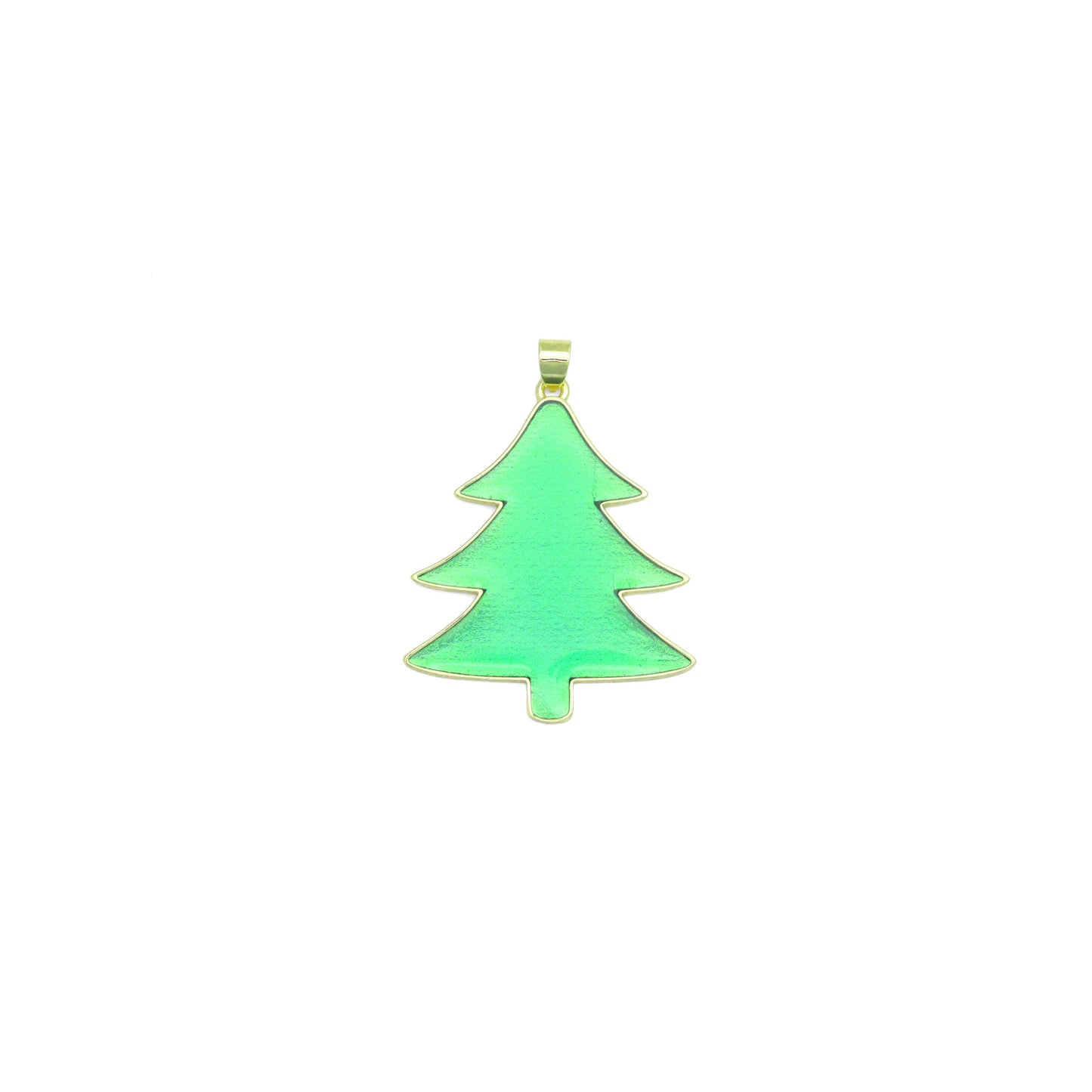 Green Enamel Gold Christmas cedar tree Charm Pendant,Sku#LK1207