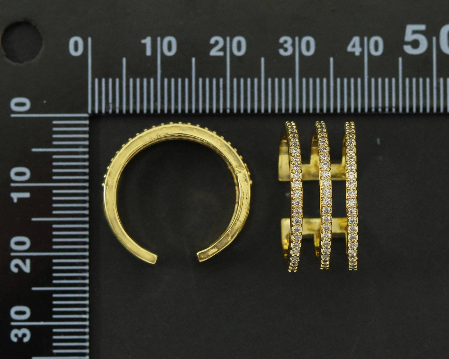 CZ Triple Line Adjustable Ring, Sku#LD208