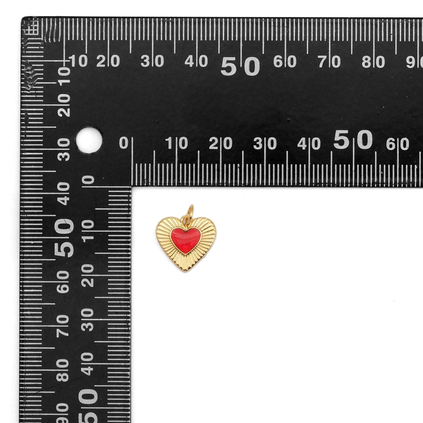 Red Pink Enamel Heart Charm, Sku#Y853