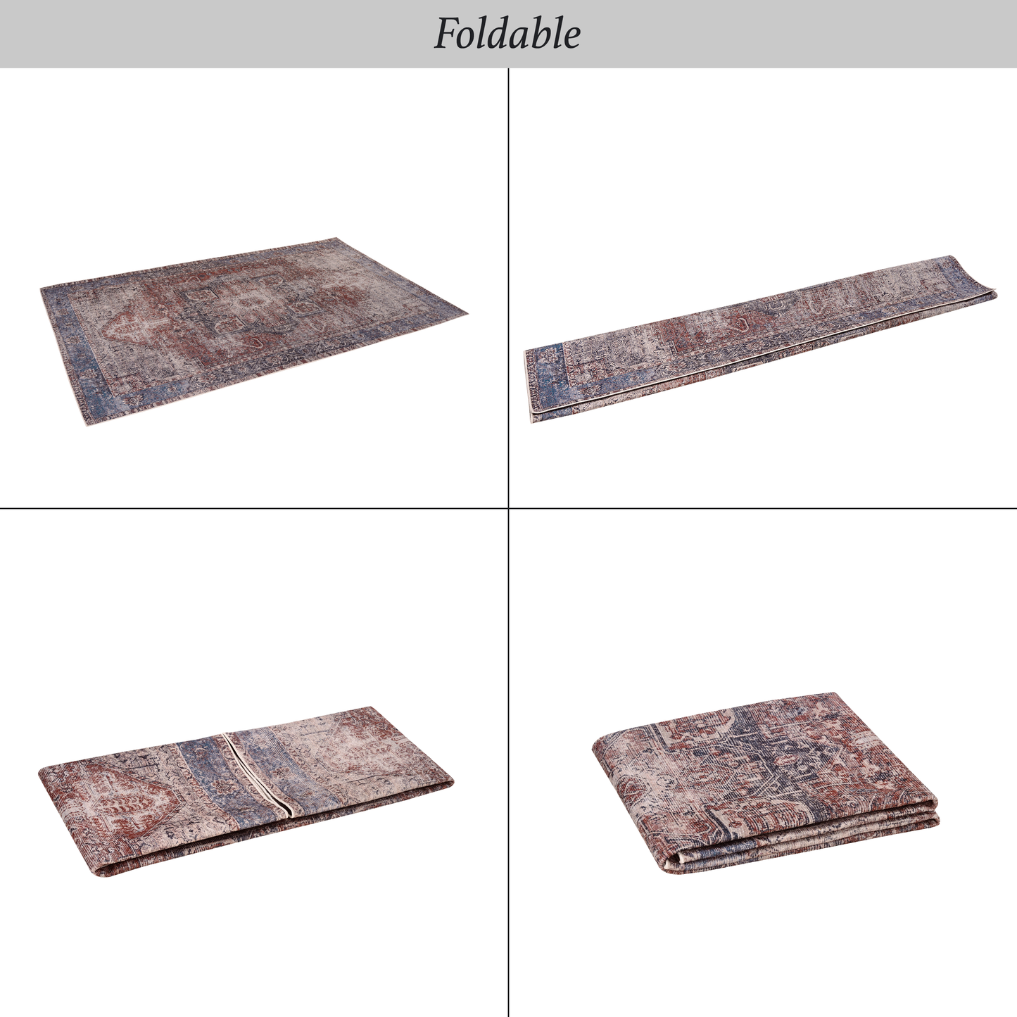 MAVAL Burgundy Washable Rug 5x8 Area Rug