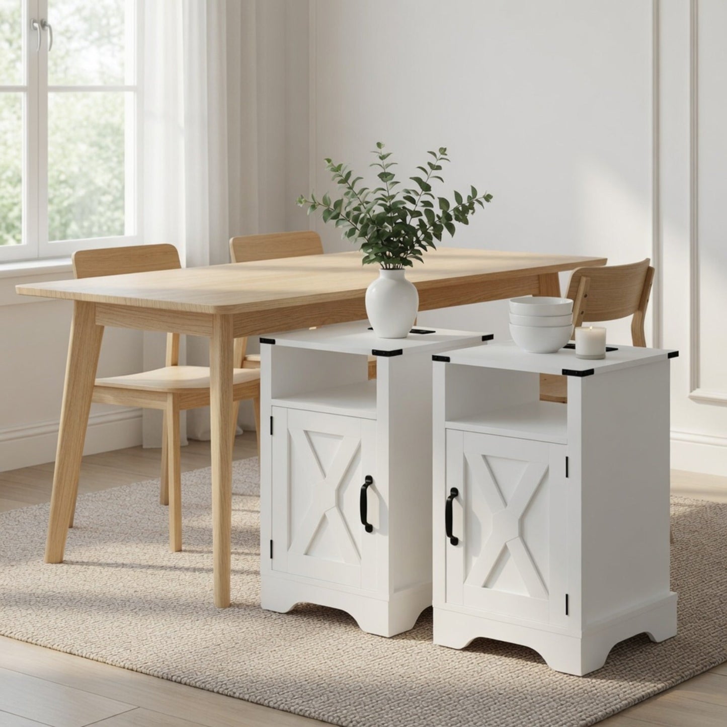 Set of 2 White Nightstands