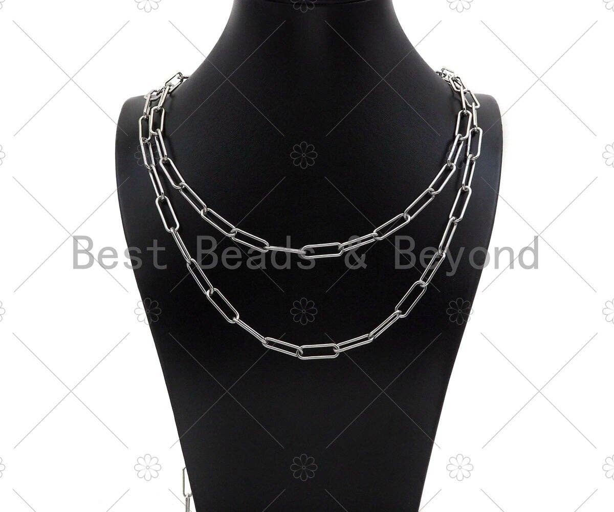Non-tarnish Stainless Steel Paper Clip Chain, 7x19mm, Antique Silver Color Unfinished Jewelry Chains, Wholesale Chain,sku#A101