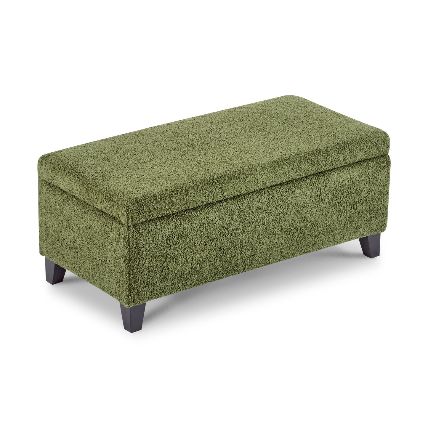 Storage Ottoman with Flip-Top Lid, Easy Assembly, Boucle Fabric & Rubber Wood Legs, Retro