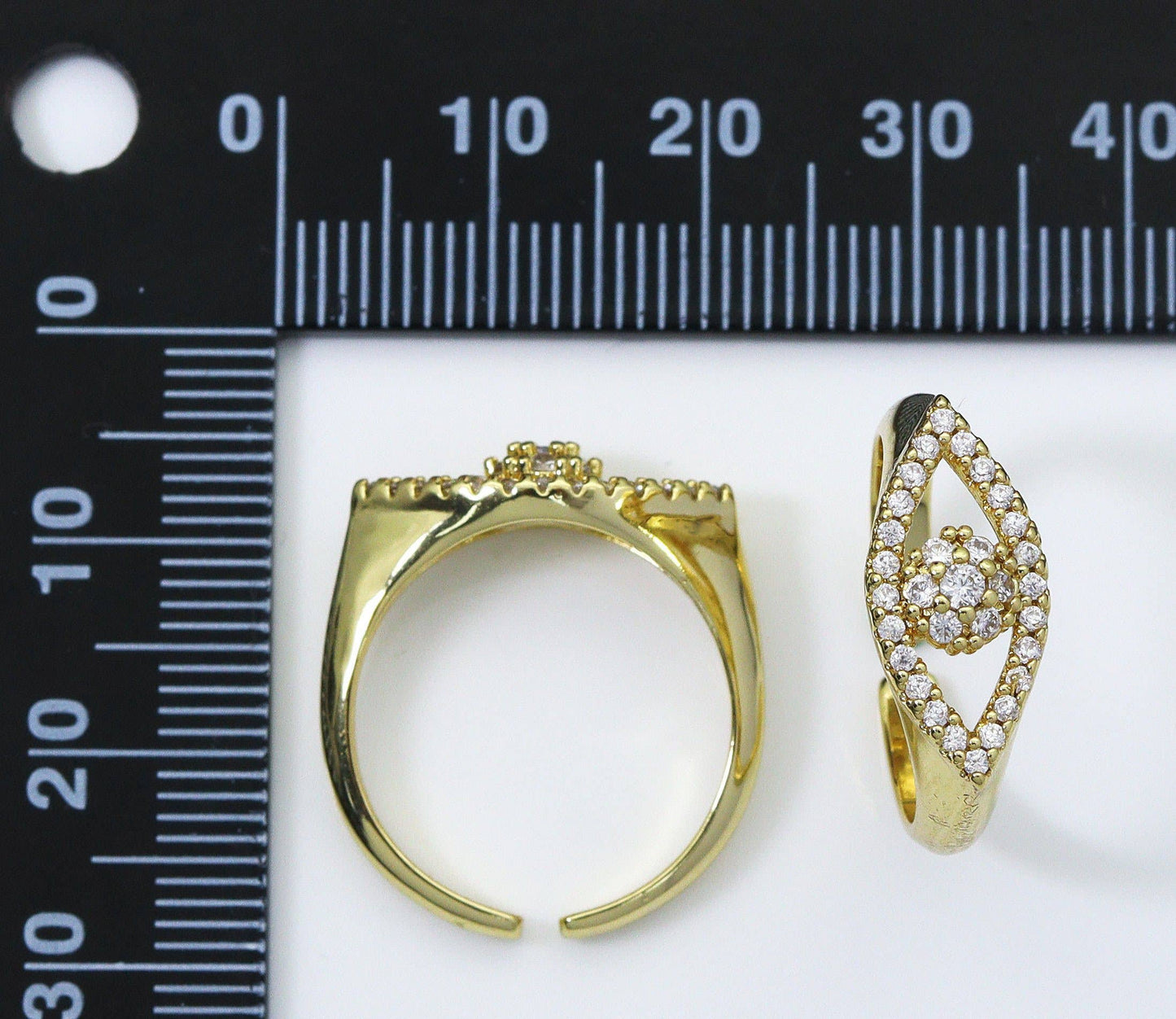 CZ Evil Eye Adjustable Ring, Sku#X331