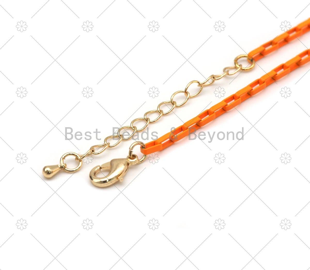 16''/18" Thin Enamel Box Chain Necklace, Sku#EF85
