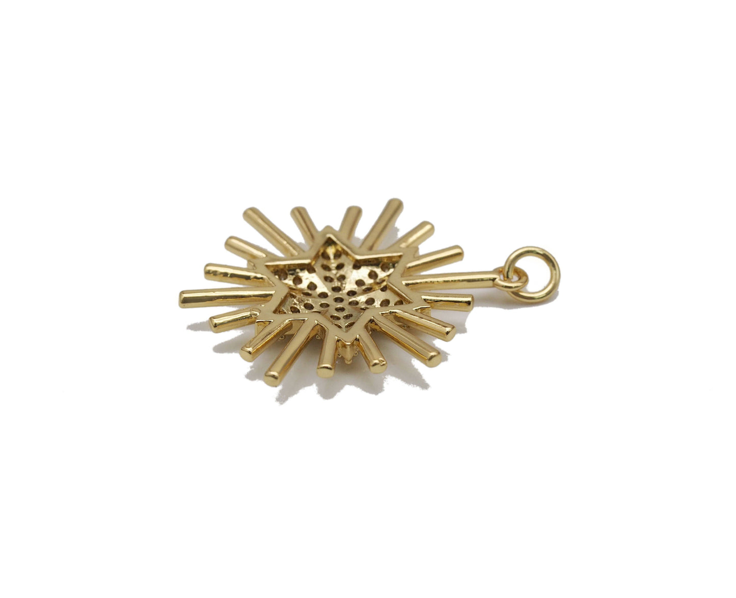 Gold CZ Shiny Star Light Beam Charm, Sku#LK713