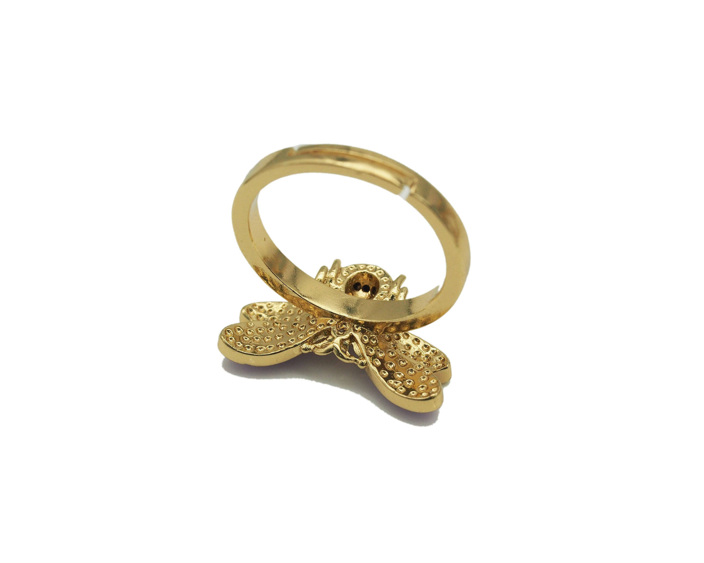 CZ Enamel Bee Adjustable Ring, Sku#O87
